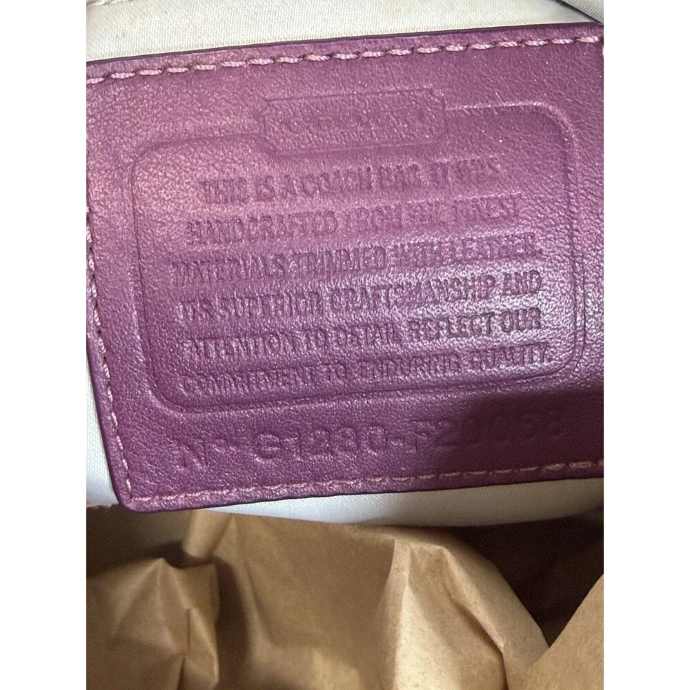 VTG COACH Y2K Ashley Carryall Shoulder Bag Brown/Purple Logo Leather Canva 15x11